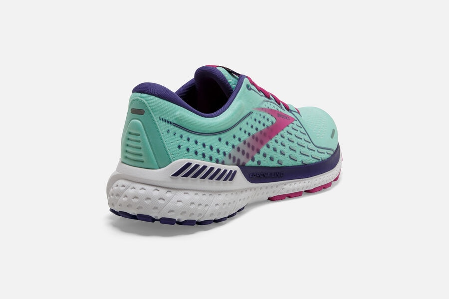 Brooks Running Shoes - Adrenaline GTS 21 Road Womens - Turquoise/Pink - HQZ-286701